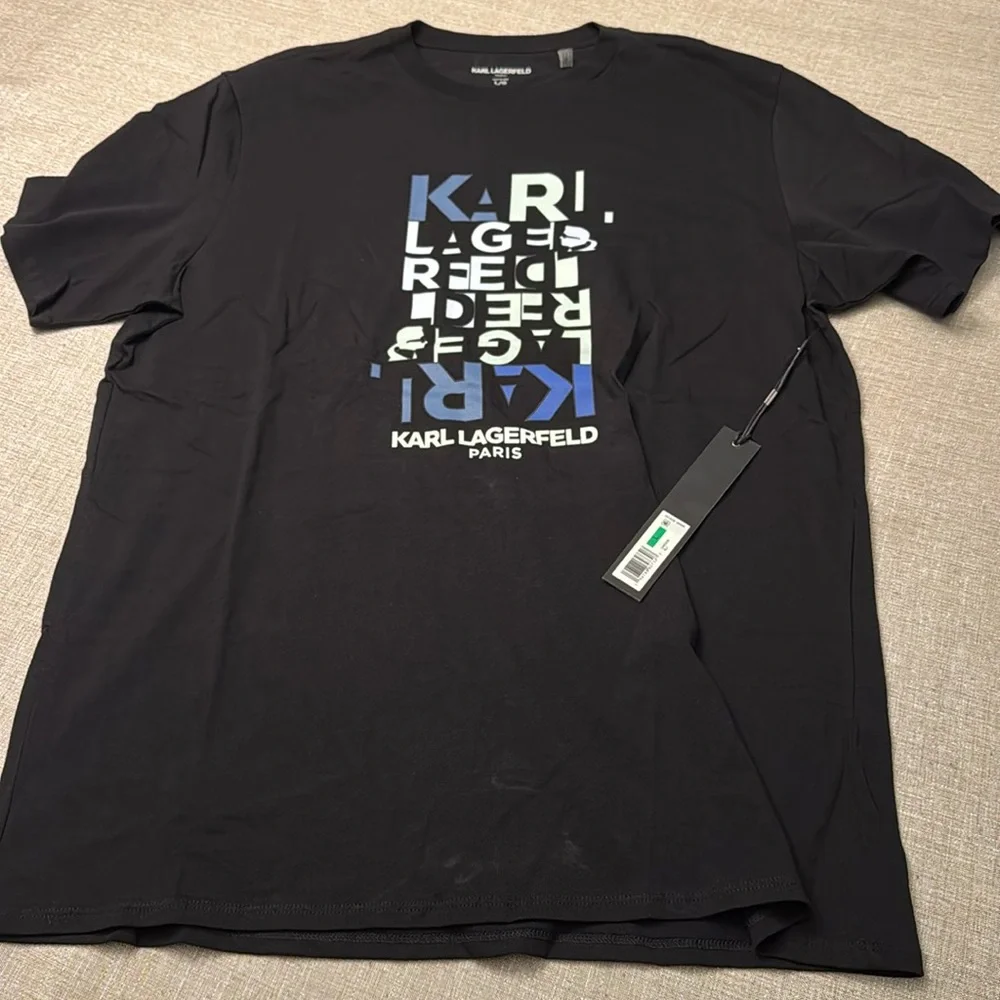 Karl Lagerfeld Paris Men’s / Black Graphic Logo T-SHIRT / NWT - Picture 1 of 11